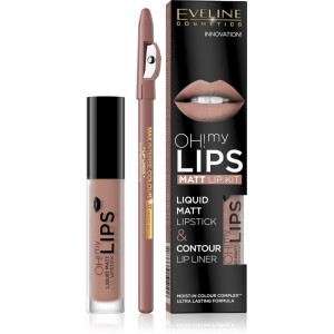 Eveline Cosmetics - Lippenstiftset - Oh My Lips Liquid Matt Lipstick & Lipliner - 01 Neutral Nude
