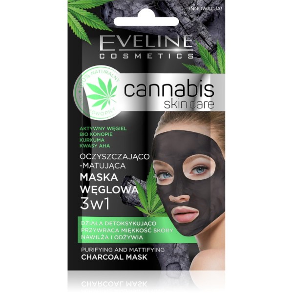 Eveline Cosmetics - Cannabis Skin Care 3In1 Charcoal Mask 7Ml
