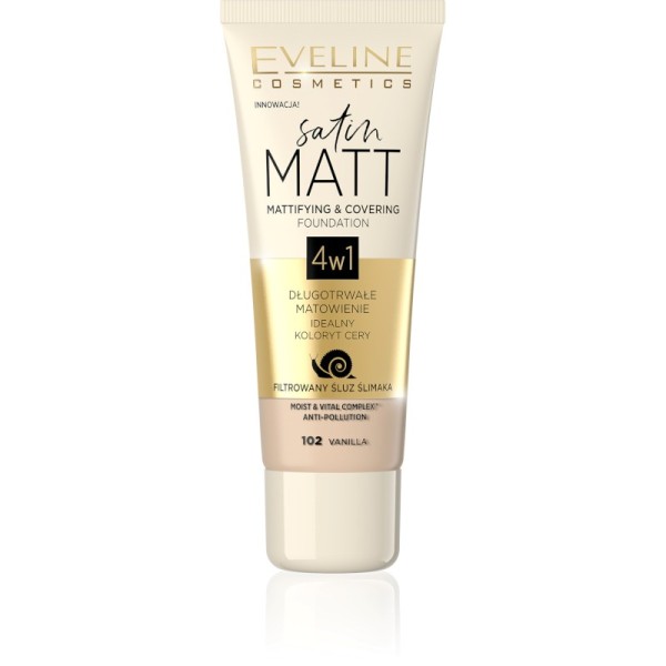 Eveline Cosmetics - Satin Matt Mattifying & Covering Foundation 102 Vanilla