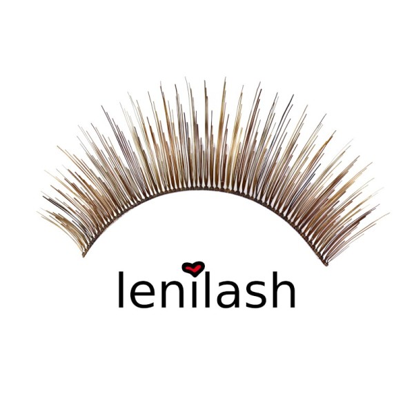 lenilash - Ciglia finte - capelli umani - marrone - 154