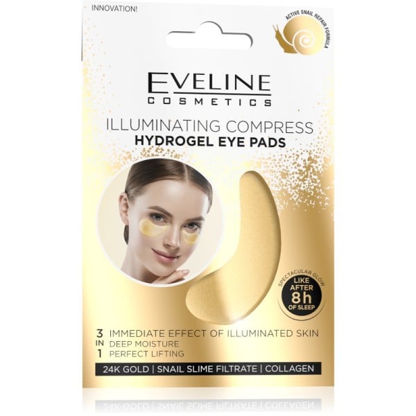 Eveline Cosmetics - Eye Pads - 24K Gold Illuminating Compress Hydrogel Eye Pads - 3 in 1