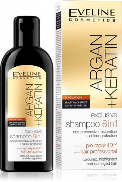 Eveline Cosmetics - Haarshampoo für gefärbtes Haar - Argan + Keratin Exclusive Shampoo 8In1