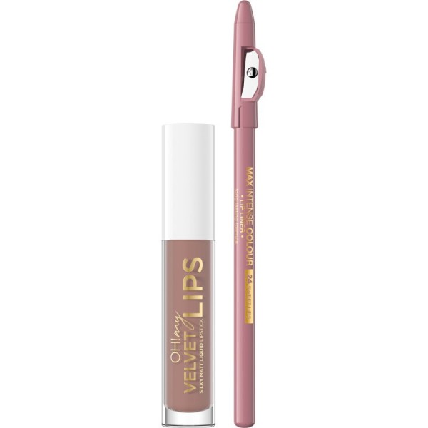 Eveline Cosmetics - Oh My Velvet Lips Matt Lip Kit - 11 Cookie Milkshake