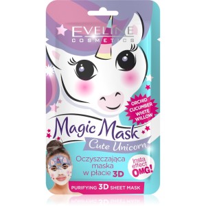 Eveline Cosmetics - Maschera per il viso - Magic Mask Cutie Unicorn Purifying 3D Sheet Mask
