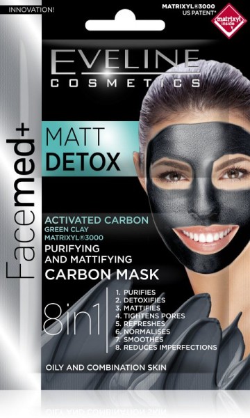 Eveline Cosmetics - Gesichtsmaske - Facemed+ reinigende Detox-Maske mit Kohle 2X5M