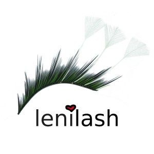 lenilash - False Eyelashes - Nr. 302 - Black/Green with Feathers