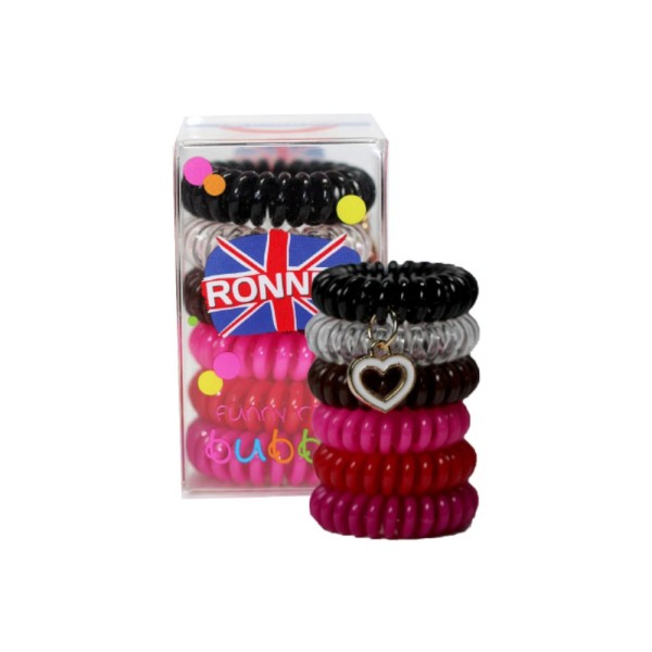 Ronney Professional - Lacci per capelli - Funny Ring Bubble - 6 Stück - Mix - Herz Anhänger Weiß