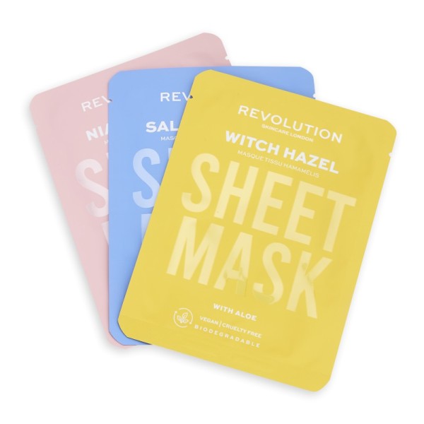 Revolution - Gesichtsmasken-Set - Skincare Blemish Prone Skin Sheet Masks Set 3Stk