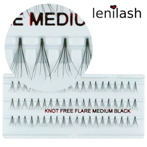 lenilash - knot-free Single Lashes flare medium black ca. 12 mm - Black