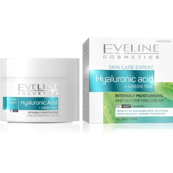 Eveline Cosmetics - Tages- und Nachtpflege - Hyaluronic Acid + Green Tea Intensely Moisturising