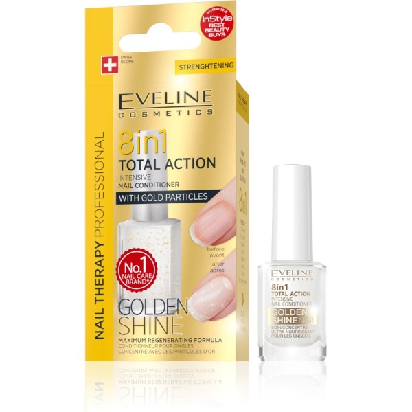 Eveline Cosmetics - Pflegelack - Nail Therapy Conditioner 8 In 1 Golden Shine