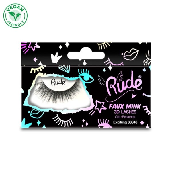 RUDE Cosmetics - Falsche Wimpern - Essential Faux Mink 3D Lashes - Exciting