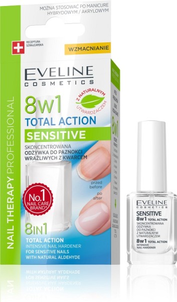 Eveline Cosmetics - Indurente per unghie - Nail Therapy Professional Total Action 8In1 Sensitive Nail Hardener