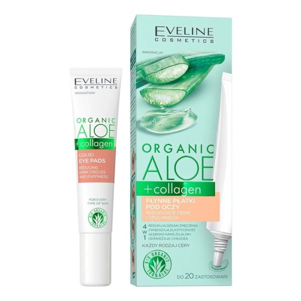 Eveline Cosmetics - Eye Cream - Organic Aloe+Collagen Liquid Eye Pads Reducing Dark Circles And Puffines 20Ml