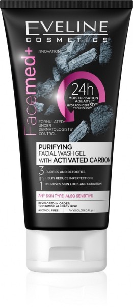 Eveline Cosmetics - Facemed Purifying Facial Wash Gel With Activated Carbon 150Ml