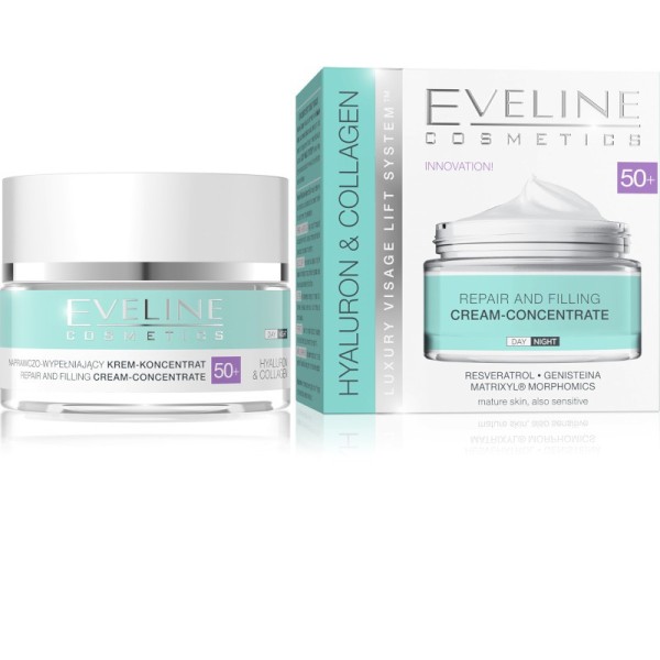 Eveline Cosmetics - Hyaluron & Collagen Day And Night Cream 50+