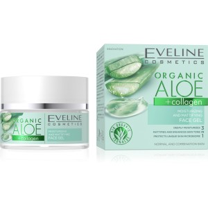 Eveline Cosmetics - Tagescreme - Organic Aloe + Collagen Moisturizing and Mattifying Face Gel