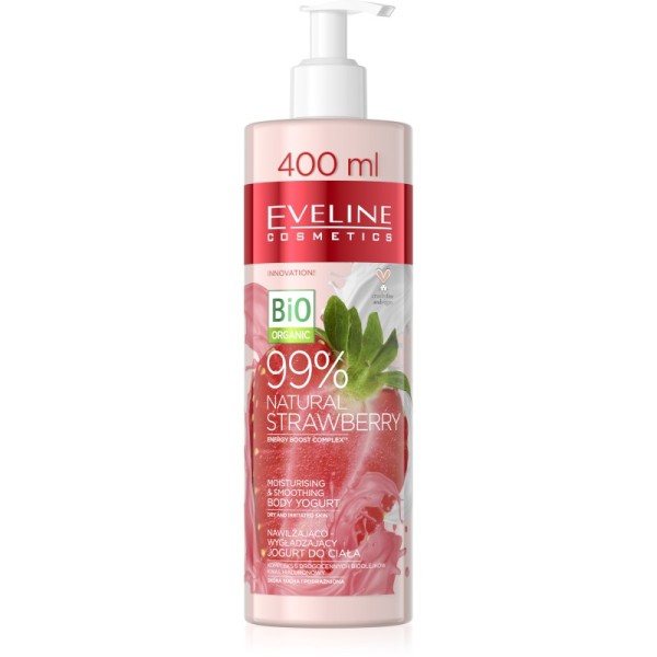 Eveline Cosmetics - Bodylotion - Bio Organic - 99% Natural Strawberry Body Yogurt - 400ml