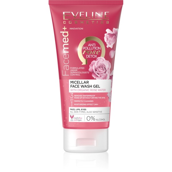 Eveline Cosmetics - Gel detergente per il viso - Facemed+ Micellar Face Wash Gel Rose Detox