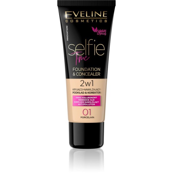 Eveline Cosmetics - Selfie Time Foundation & Concealer - 01 Porcelain