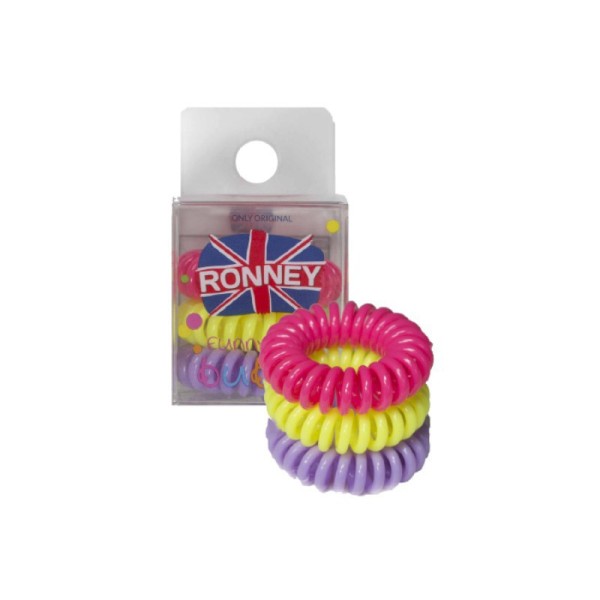 Ronney Professional - Haargummis - Funny Ring Bubble - Neon Pink, Gelb, Lavendel - 3 Stk