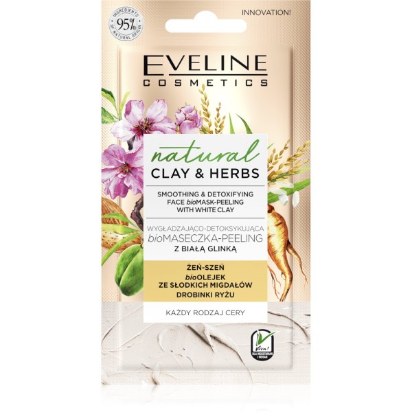 Eveline Cosmetics - Gesichtsmaske - Natural Clay & Herbs Smoothing & Detoxifying Face Bio Mask-Peeli