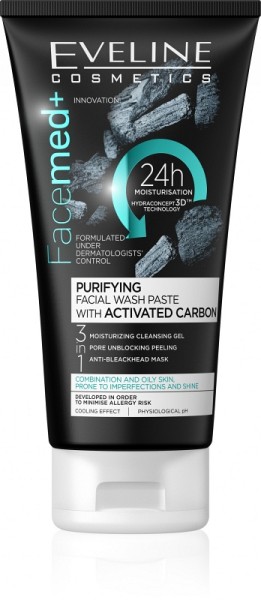 Eveline Cosmetics - Facemed+ Purifying Facial Wash Paste With Activated Carbon 150Ml