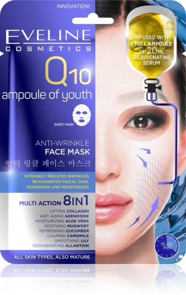 Eveline Cosmetics - Gesichtsmaske - Q10 Anti-Falten Tuchmaske