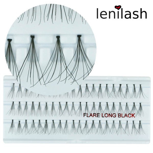 lenilash - Einzelwimpern flare long black ca. 15mm - schwarz