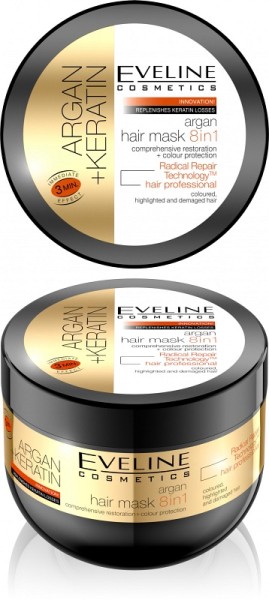 Eveline Cosmetics - Maschera per capelli - Argan + Keratin Hair Mask 8in1
