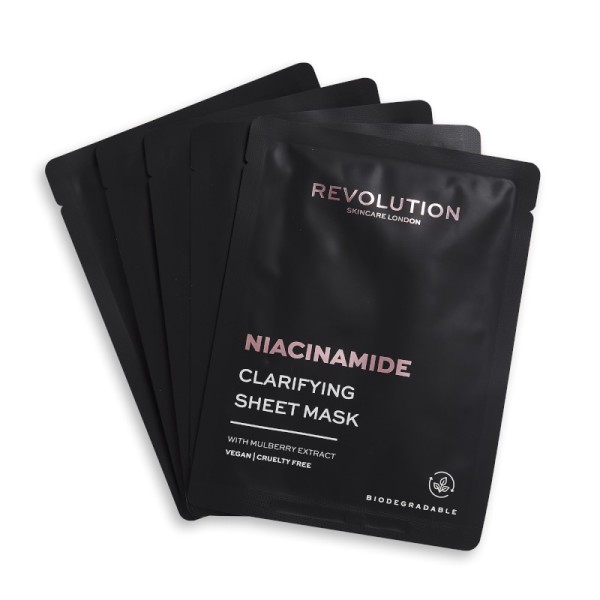 Revolution - Maschera per il viso - Skincare Niacinamide Clarifying Sheet Mask - 5 Pcs