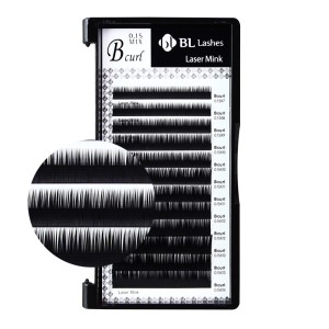 Blink - Schwarze Einzelwimpern - Mixed Laser Mink Lashes - B-Curl - 0,15mm - 7-14mm
