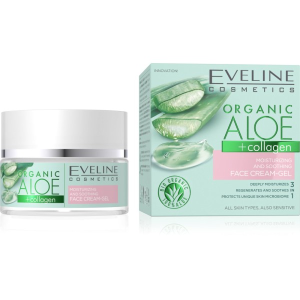 Eveline Cosmetics - Gesichtscreme - Organic Aloe + Collagen Moisturizing & Soothing Face Cream-Gel
