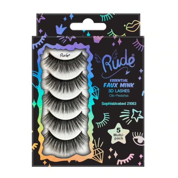 RUDE Cosmetics - 3D Wimpern - Essential Faux Mink 3D Lashes 5 Multi-Pack - Sophisticated