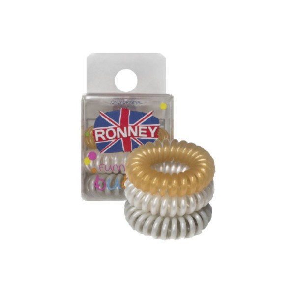 Ronney Professional - Haargummis - Funny Ring Bubble - Gold, Weiß, Silber - 3 Stk