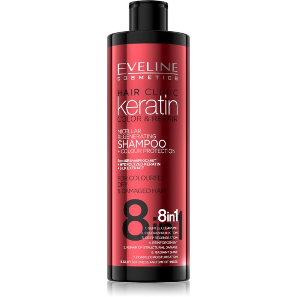 Eveline Cosmetics - Shampoo per capelli - Keratin Color & Repair Shampoo + Color Protection - 400ml