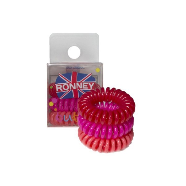 Ronney Professional - Haargummis - Funny Ring Bubble - Rot, Pink, Lachs - 3 Stk