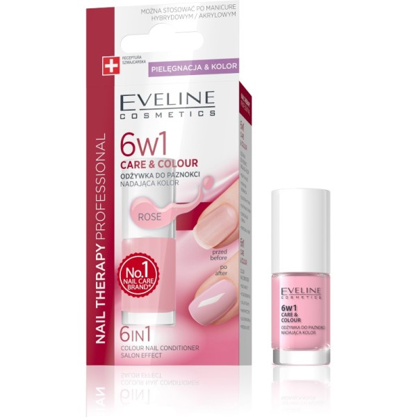Eveline Cosmetics - Nail Therapy 6In1 Care & Colour Rose 5Ml