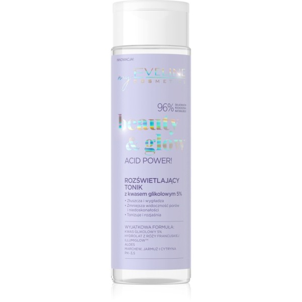 Eveline Cosmetics - Tonico per il viso - Beauty Glow Illuminating Toner - 5% Glycolic Acid