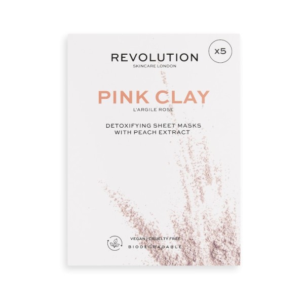 Revolution - Gesichtsmaske - Skincare Pink Clay Detoxifying Sheet Masks - 5 Stk