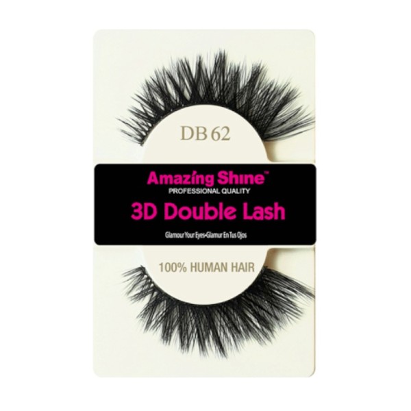Amazing Shine - False Eyelashes - 3D Double Lash DB62 - Human Hair
