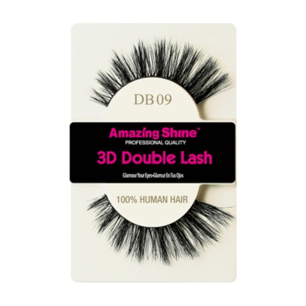 Amazing Shine - False Eyelashes - 3D Double Lash DB09 - Human Hair
