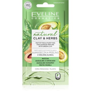 Eveline Cosmetics - Maschera per il viso - Natural Clay & Herbs Mattifying & Purifying Face Bio Mask-Peeling